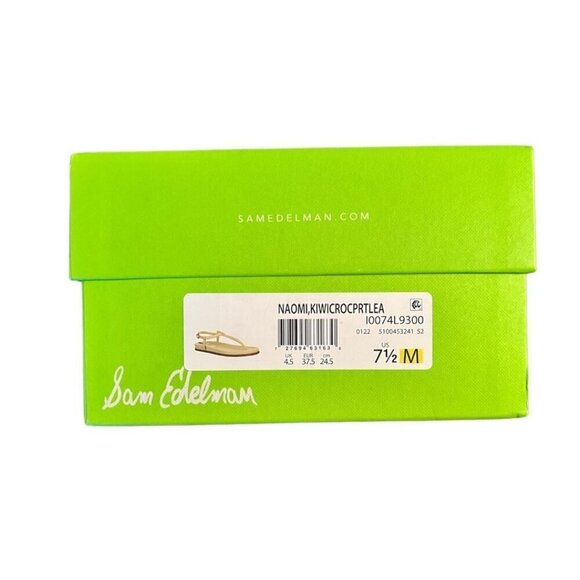 Sam Edelman Womens Kiwi Green Naomi Leather T Strap Flat Sandals Sz 7.5 M New - Picture 6 of 13